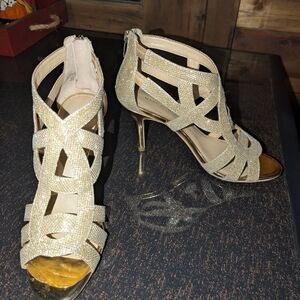 Marc Fisher Gold Strappy Heels